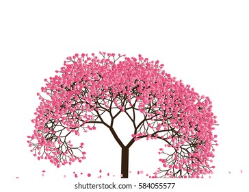 Vector illustration of an abstract blossoming cherry tree against white background