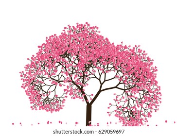 Vector illustration of an abstract blossoming cherry tree against white background