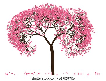 Vector illustration of an abstract blossoming cherry tree against white background