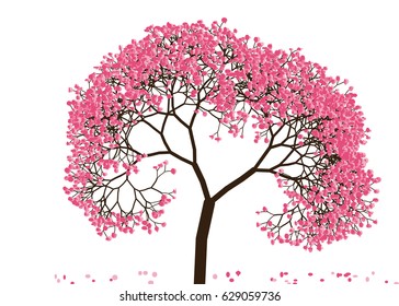 Vector illustration of an abstract blossoming cherry tree against white background