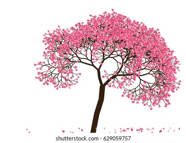 Vector illustration of an abstract blossoming cherry tree against white background