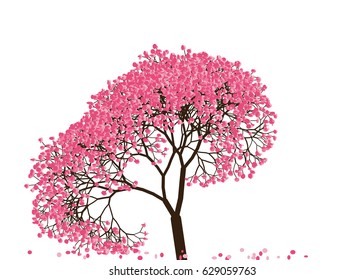 Vector illustration of an abstract blossoming cherry tree against white background