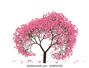 Vector illustration of an abstract blossoming cherry tree against white background