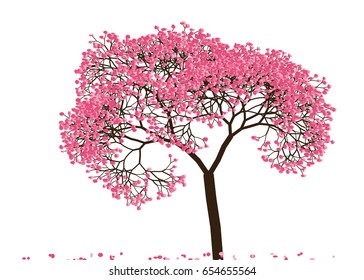 Vector illustration of an abstract blossoming cherry tree against white background