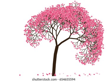 Vector illustration of an abstract blossoming cherry tree against white background