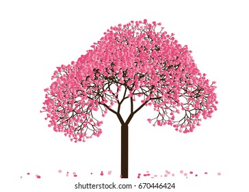 Vector illustration of an abstract blossoming cherry tree against white background