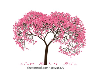 Vector illustration of an abstract blossoming cherry tree against white background
