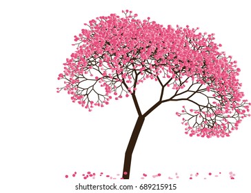 Vector illustration of an abstract blossoming cherry tree against white background