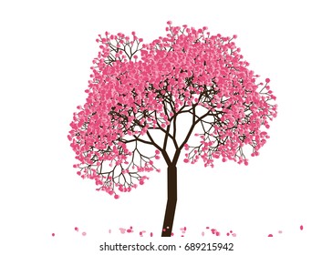 Vector illustration of an abstract blossoming cherry tree against white background