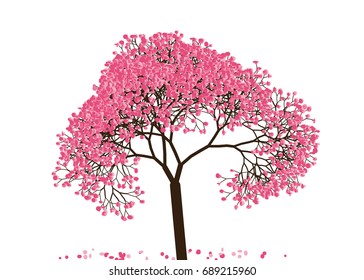 Vector illustration of an abstract blossoming cherry tree against white background