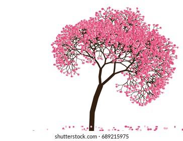 Vector illustration of an abstract blossoming cherry tree against white background