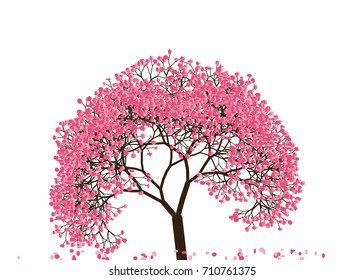Vector illustration of an abstract blossoming cherry tree against white background