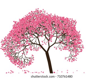 Vector illustration of an abstract blossoming cherry tree against white background