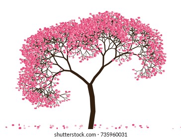 Vector illustration of an abstract blossoming cherry tree against white background