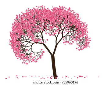 Vector illustration of an abstract blossoming cherry tree against white background