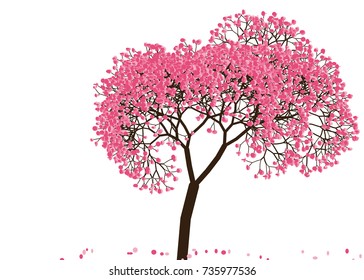 Vector illustration of an abstract blossoming cherry tree against white background