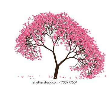 Vector illustration of an abstract blossoming cherry tree against white background