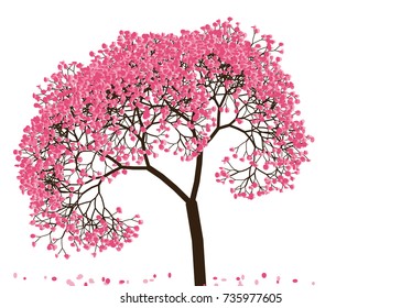 Vector illustration of an abstract blossoming cherry tree against white background