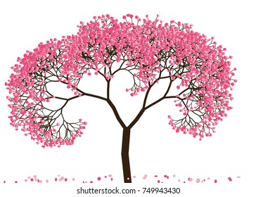 Vector illustration of an abstract blossoming cherry tree against white background
