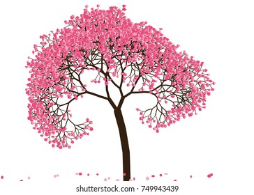 Vector illustration of an abstract blossoming cherry tree against white background