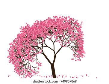 Vector illustration of an abstract blossoming cherry tree against white background