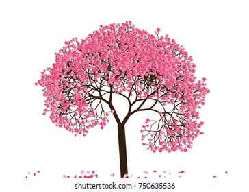 Vector illustration of an abstract blossoming cherry tree against white background