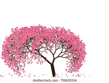 Vector illustration of an abstract blossoming cherry tree against white background