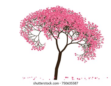 Vector illustration of an abstract blossoming cherry tree against white background