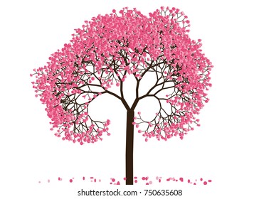 Vector illustration of an abstract blossoming cherry tree against white background
