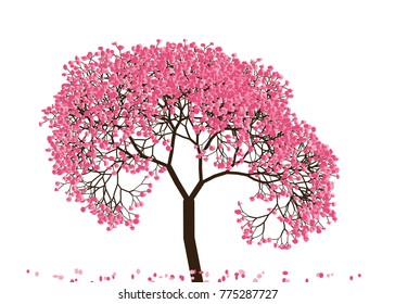 Vector illustration of an abstract blossoming cherry tree against white background