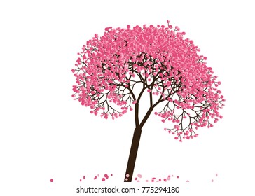Vector illustration of an abstract blossoming cherry tree against white background