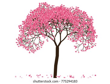 Vector illustration of an abstract blossoming cherry tree against white background