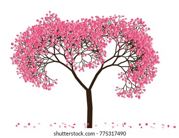 Vector illustration of an abstract blossoming cherry tree against white background