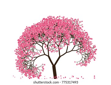 Vector illustration of an abstract blossoming cherry tree against white background