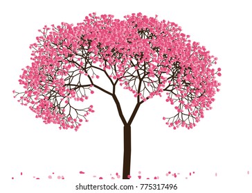 Vector illustration of an abstract blossoming cherry tree against white background