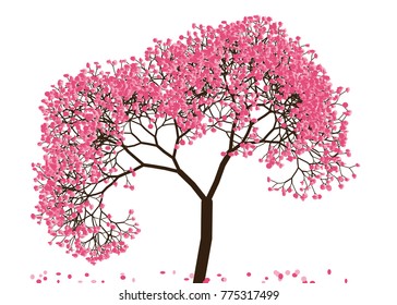 Vector illustration of an abstract blossoming cherry tree against white background