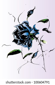 A vector illustration of abstract blue artistic rose.