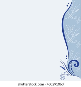 Vector illustration abstract blue background with floral elements and swirls