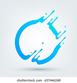 Vector Illustration. Abstract Blue Circle. Dynamic Splash Liquid Shape. Background For Poster, Cover, Banner, Placard. Logo Design