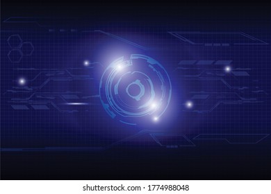 Vector illustration of abstract blue digital future with hi tech element grid line patterns.