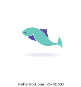 Vector illustration of abstract blue fish. Abstract  logo for seafood restaurant or  shop