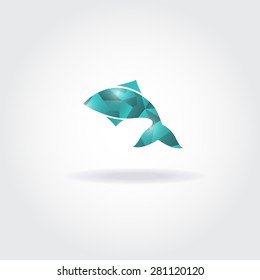Ilustración vectorial de los peces azules abstractos. Logo abstracto del restaurante o tienda de mariscos