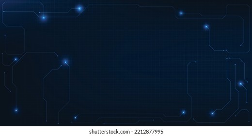 Vector illustration of abstract blue futuristic digital technology with copy space layout and digital hi-tech circuit pattern for product advertising and game artwork.