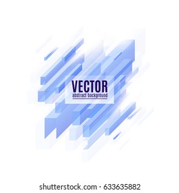 Vector illustration of abstract blue geometric decorative diagonal rectangles background isolated on white with light effect. Minimalistic 3d design for lines creative concept