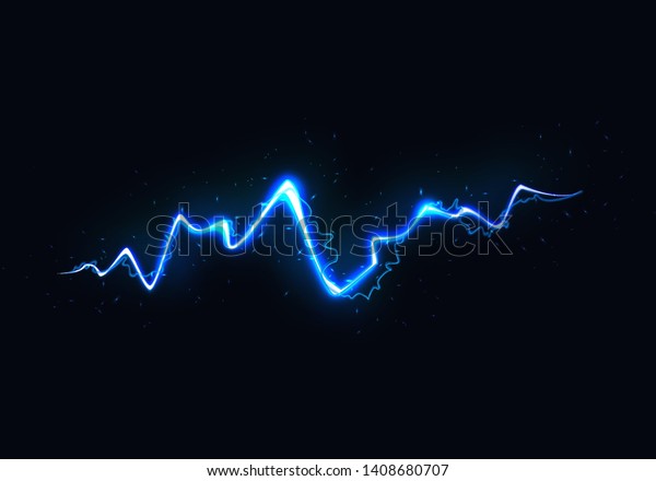 Vector Illustration of\
Abstract Blue Lightning on Black Background. Blitz Lightning\
Thunder Light Sparks Storm Flash Thunderstorm. Power Energy Charge\
Thunder Shock