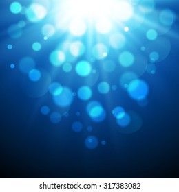 Vector  illustration Abstract blue magic light background with bokeh effect