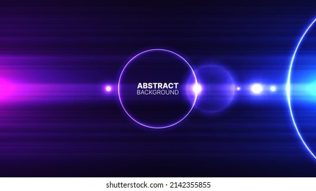 Vector illustration of abstract blue and purple background with horizontal lines and light flare for your design