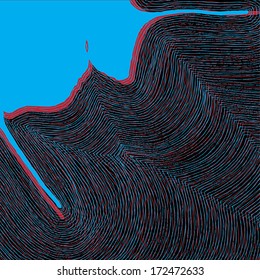 Vector illustration of abstract blue red background / pattern. Stripes.