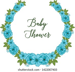 Vector illustration abstract of blue rose wreath frame for template baby shower