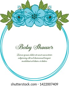 Vector illustration abstract of blue rose wreath frame for template baby shower